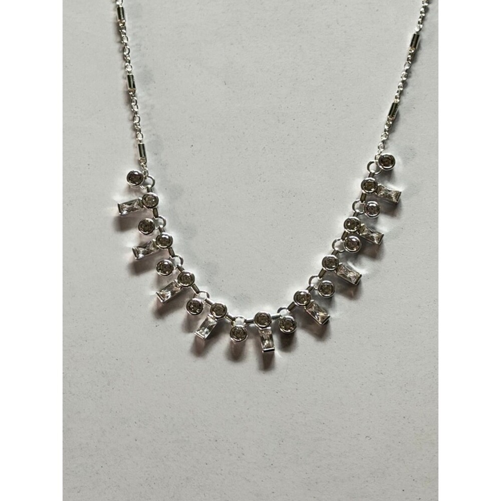 Women's Anne Klein Silver-Tone Crystal Statement Necklace, One Size